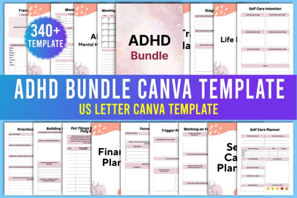 Download ADHD Planner Bundle Canva Templates - Template Collection