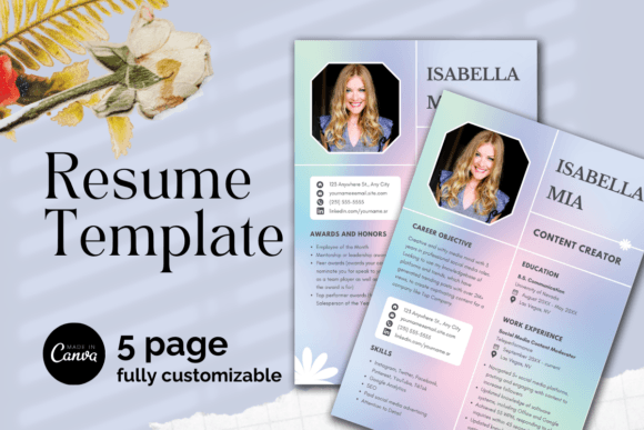 Download Gredient Purple Resume Canva Template - Template Collection