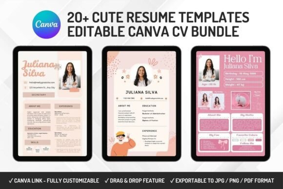 Download 20 Cute Resume Templates – Canva - Template Collection