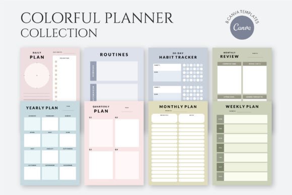 Download Colorful CANVA Planner Template Set - Template Collection