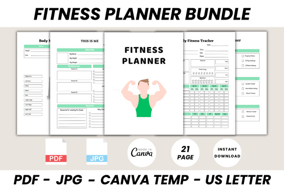 Download Fitness Planner Bundle Canva Template - Template Collection