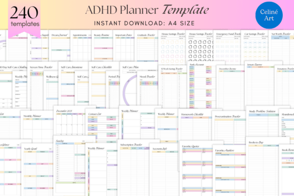 Download Editable ADHD Planner KDP Templates - Template Collection