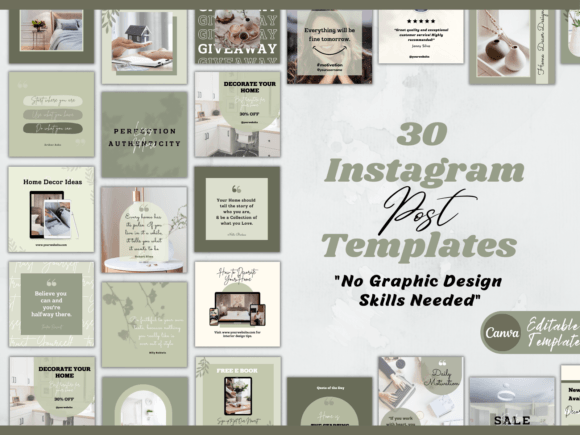 Download Instagram Post Templates for Canva-green - Template Collection
