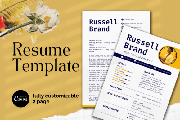 Download Blue,Yellow Modern Resume Canva Template - Template Collection