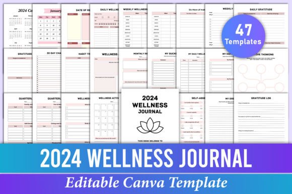 Download 2024 Wellness Journal Canva Templates - Template Collection