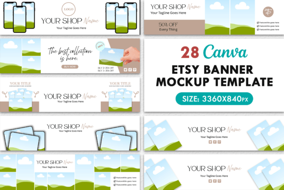 Download 28 Etsy Banner Mockup Template for Canva - Template Collection