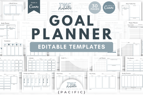 Download Goal Planner Canva Templates | PACIFIC - Template Collection