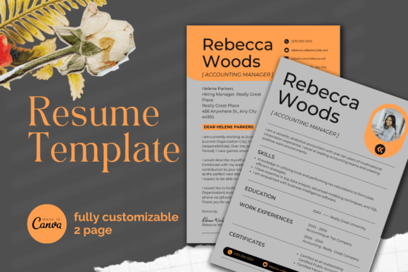 Download Grey,Orange Modern Resume Canva Template - Template Collection