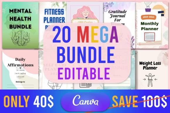 Download 20 Editable Canva Planner Mega Bundle - Mega Collection