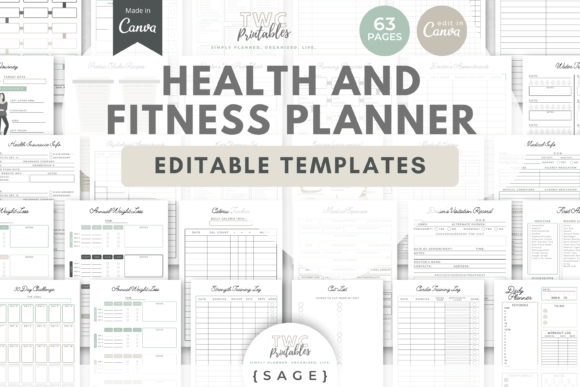 Download Health &amp; Fitness Planner Canva Templates - Template Collection