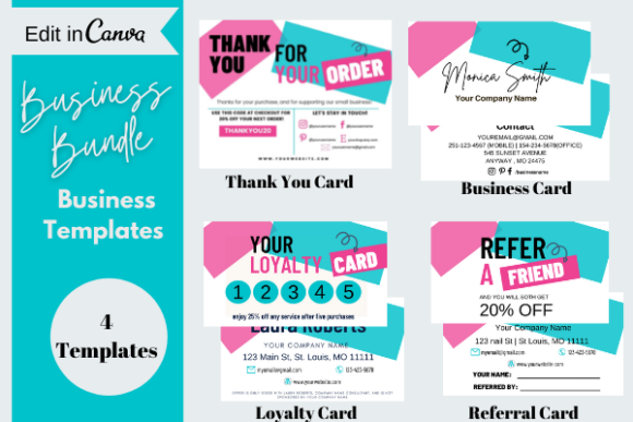 Download Small Business Card Bundle, Canva Templates - Template Collection