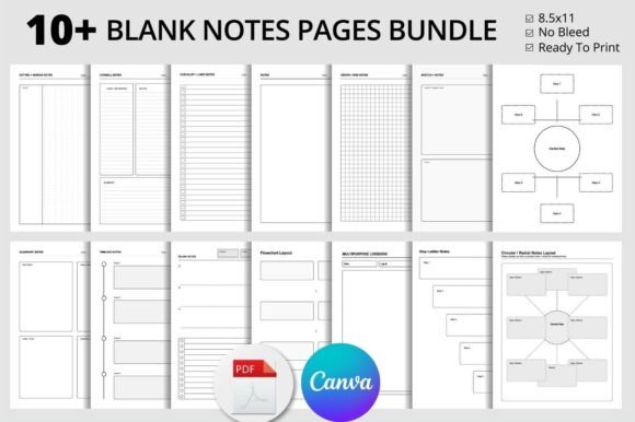 Download Printable Note Templates for KDP Bundle - Template Collection