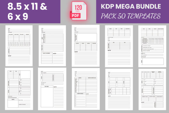 Download 50 KDP Interior Template Editable Bundle - Template Collection