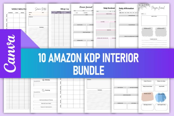 Download Editable 10 KDP Interiors Bundle Canva - Kdp interiors Collection