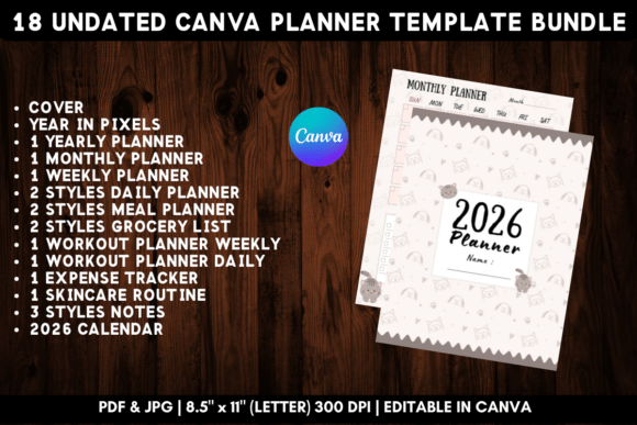 Download Printable Canva Planner Template Bundle - Template Collection