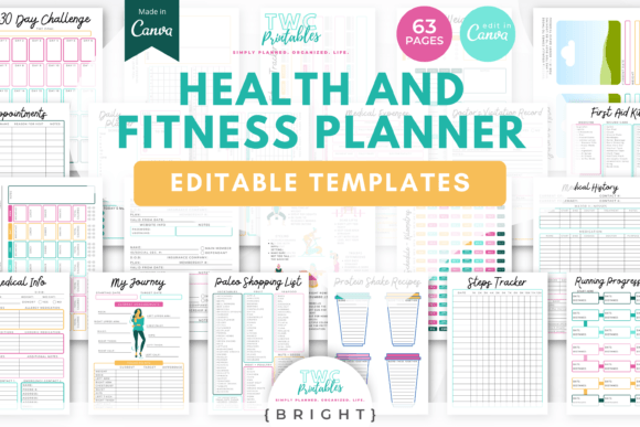 Download Health &amp; Fitness Planner Canva Templates - Template Collection