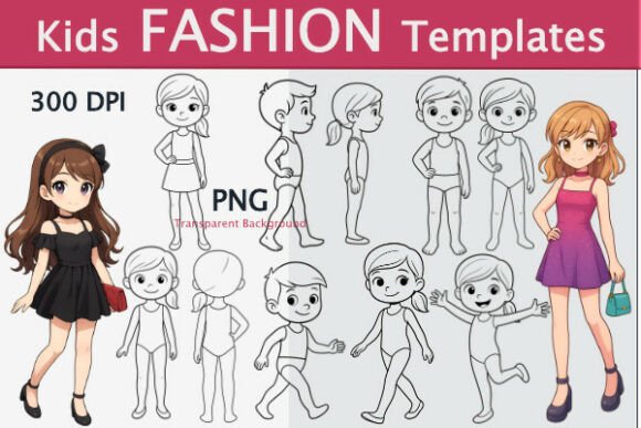 Download Kids Fashion Sketchbook Templates PNG - Template Collection