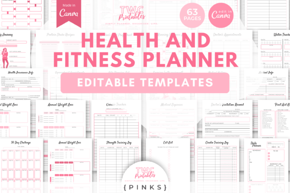 Download Health &amp; Fitness Planner Canva Templates - Template Collection