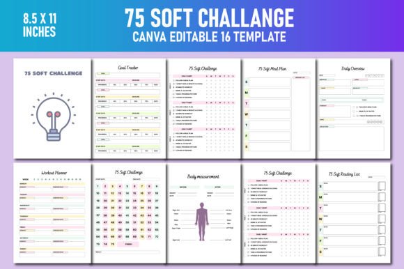 Download 75 Soft Challenge Canva KDP Interiors - Kdp interiors Collection