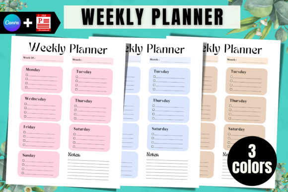 Download Weekly Planner Printable Canva Templates - Template Collection