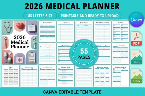 Download 2026 Medical Planner Canva Template - Template Collection