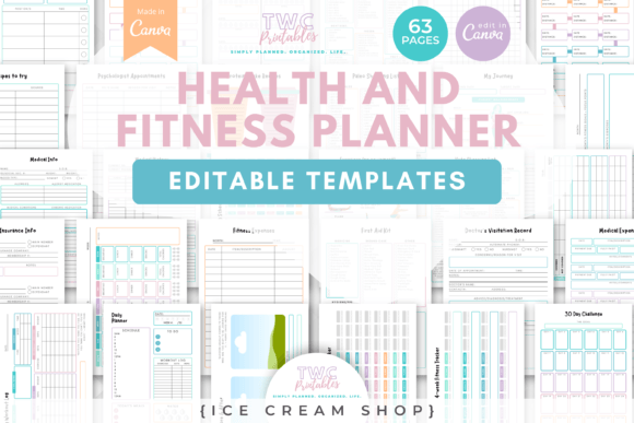 Download Health &amp; Fitness Planner Canva Templates - Template Collection