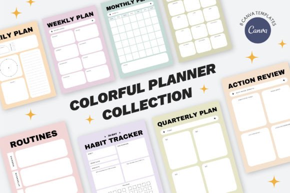 Download Colorful CANVA Planner Template Set - Template Collection