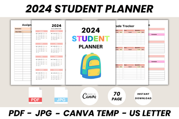 Download 2024 Student Planner Canva Template - Template Collection