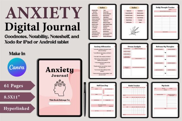 Download Digital Anxiety Journal Canva Templates - Template Collection